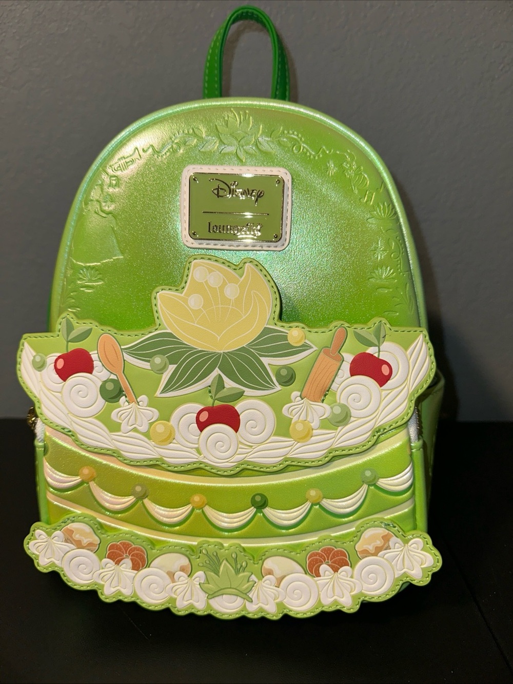 Loungefly Disney Princess Tiana Mini Backpack Bag Green Handbag Purse NWT - Picture 2 of 10